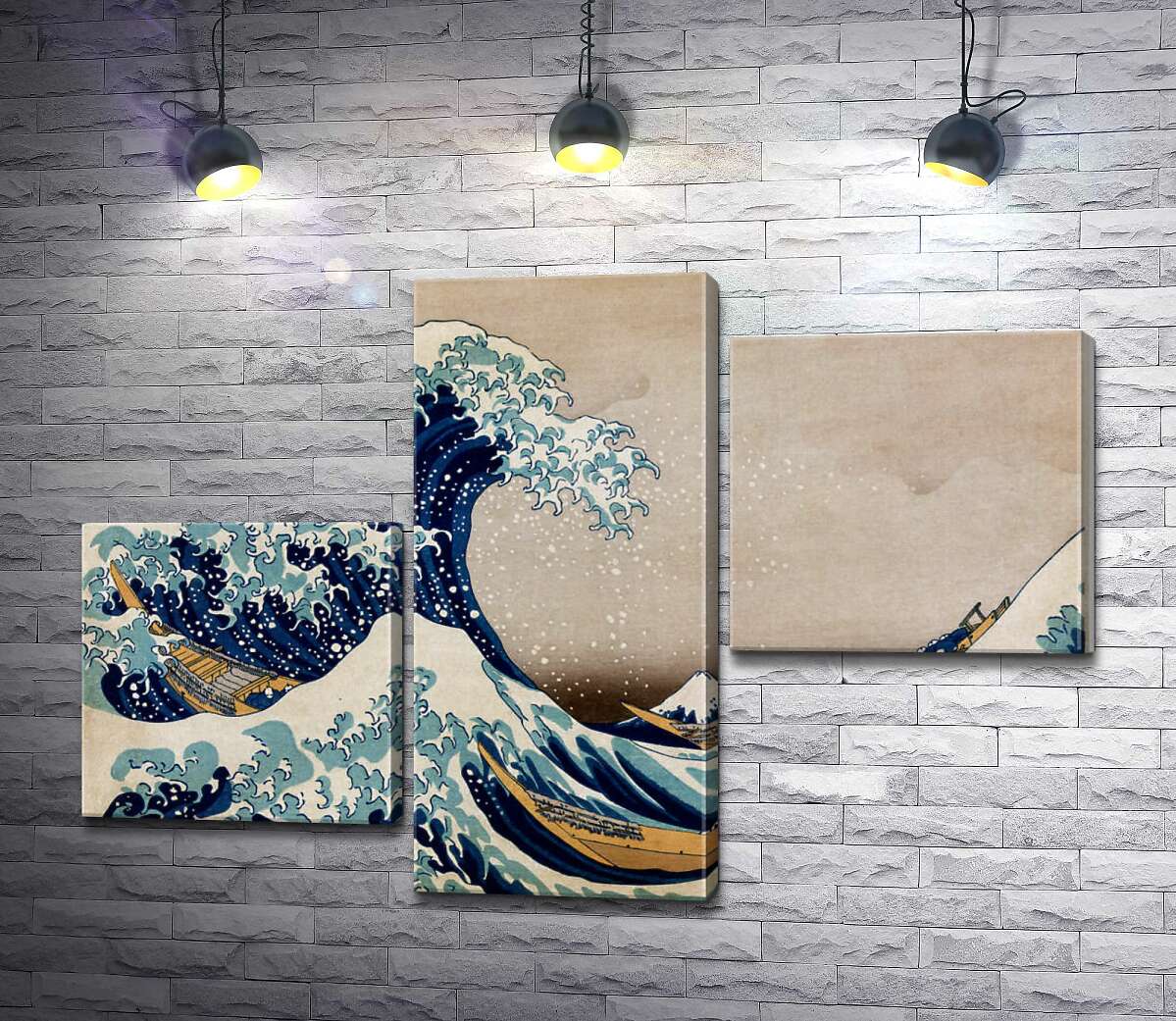 модульна картина Велика хвиля (The great wave) (Модуль №12) - Кацусіка Хокусай (Katsushika Hokusai)