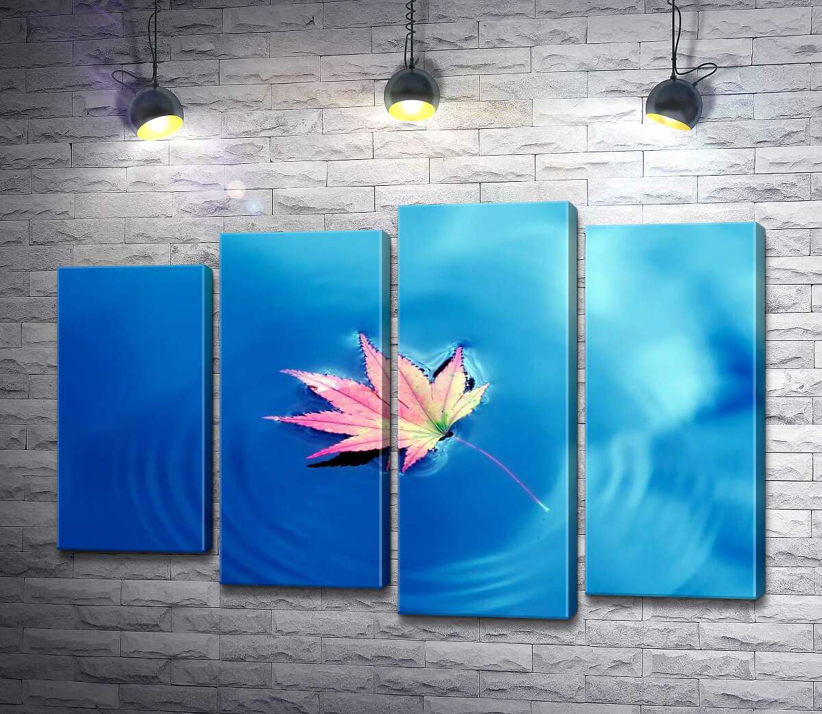 модульна картина Осінній листок плаває на небесно блакитній воді (Модуль №3)