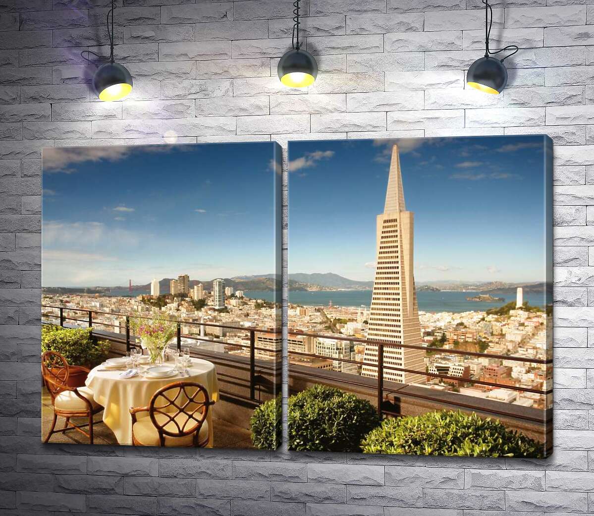 модульная картина Уютная терраса с видом на погожий Сан-Франциско