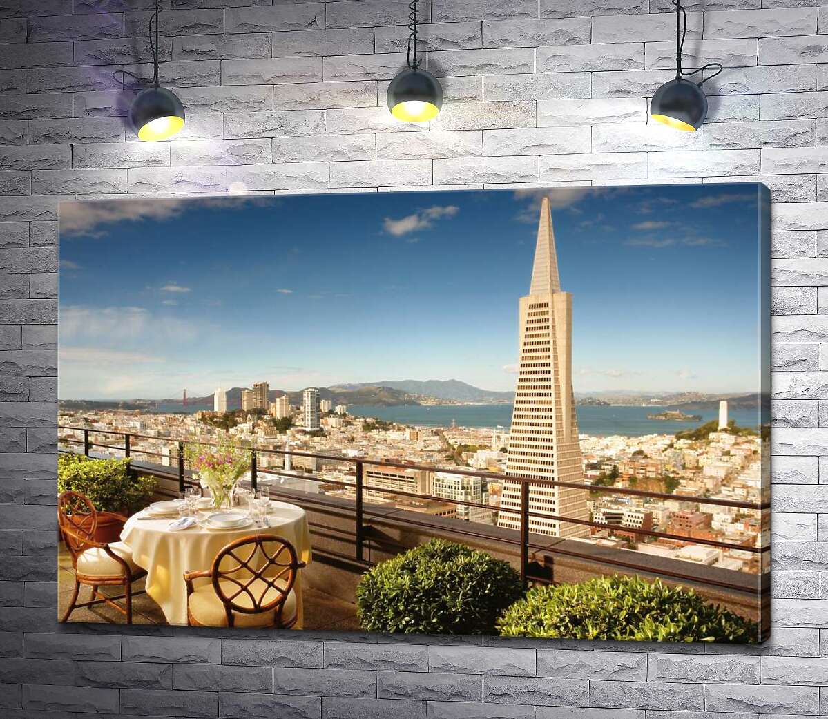картина Уютная терраса с видом на погожий Сан-Франциско