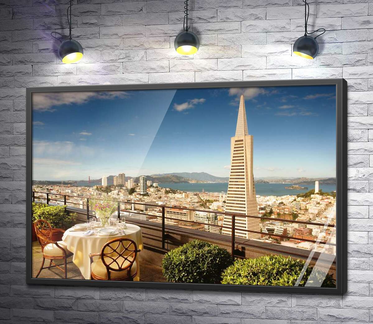 постер Уютная терраса с видом на погожий Сан-Франциско
