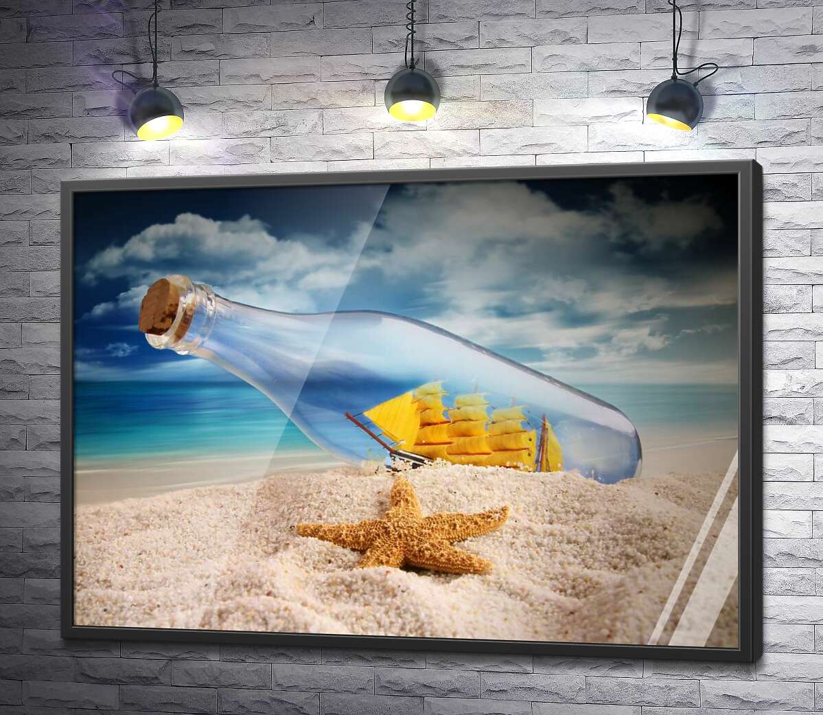 постер Корабль в плену стеклянной бутылки