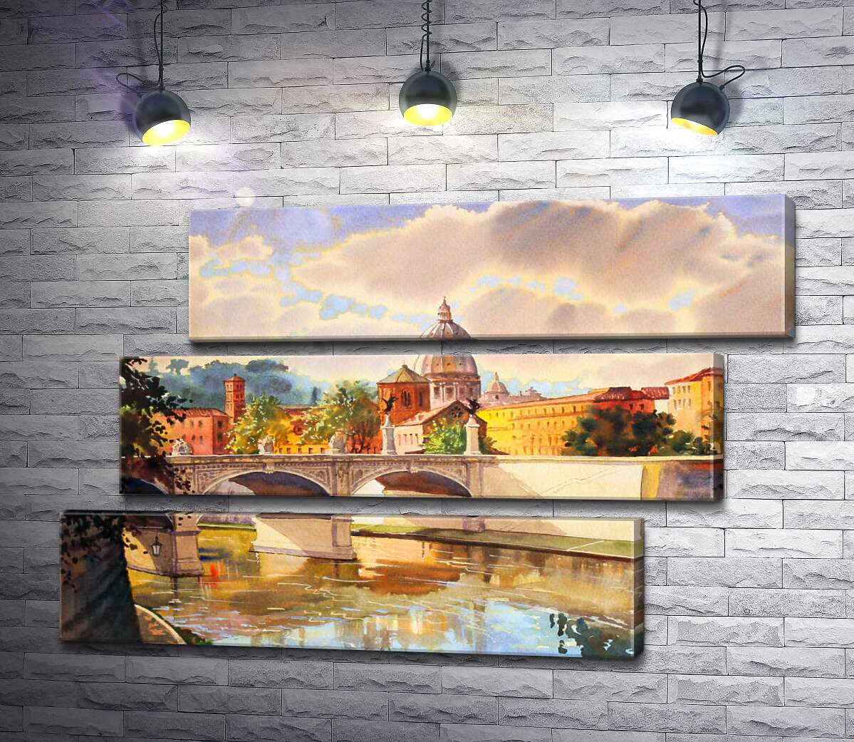 модульна картина Білосніжний міст Святого Ангела (St. Angelo Bridge) над річкою Тибр (Модуль №17)