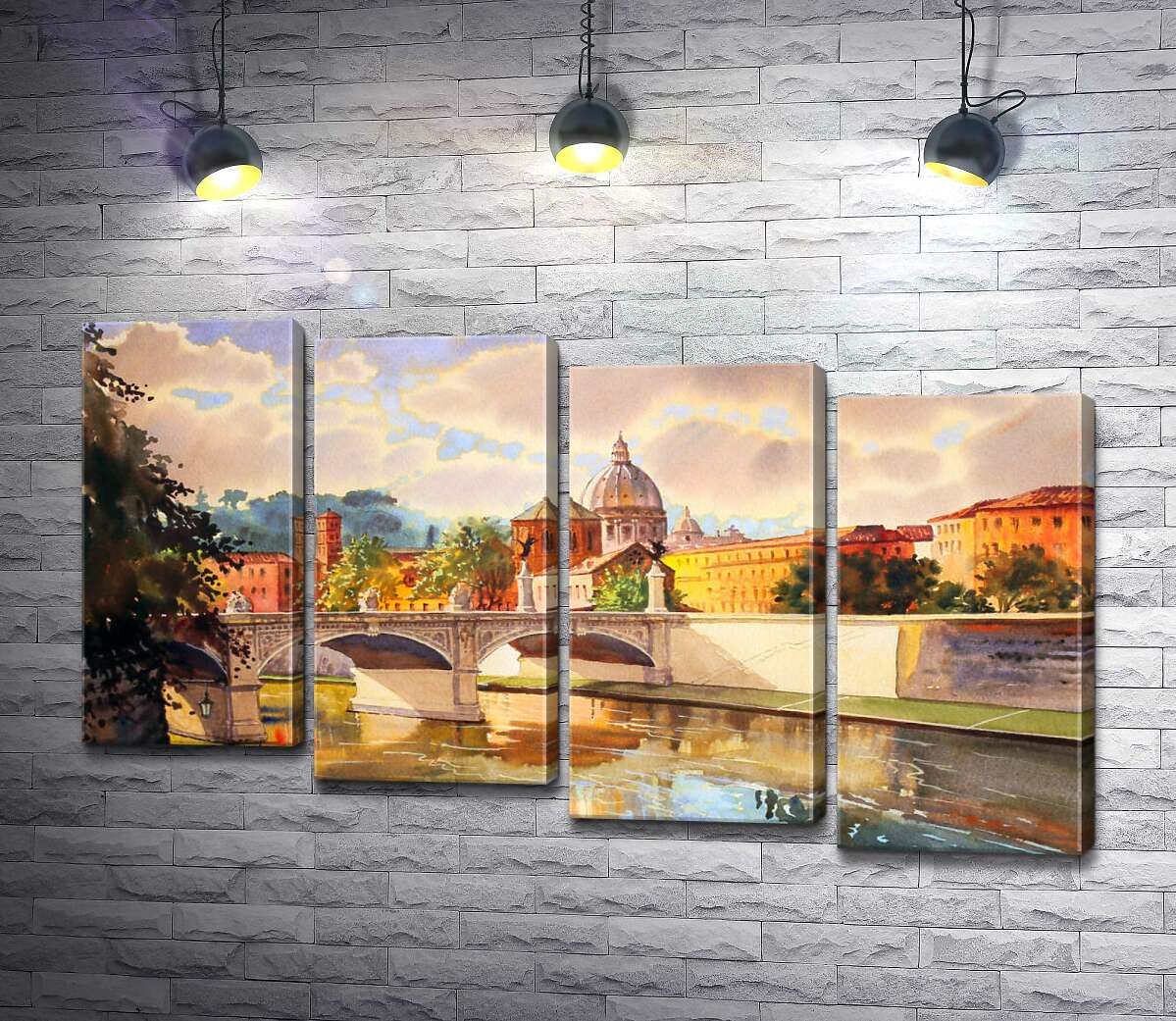 модульна картина Білосніжний міст Святого Ангела (St. Angelo Bridge) над річкою Тибр (Модуль №19)