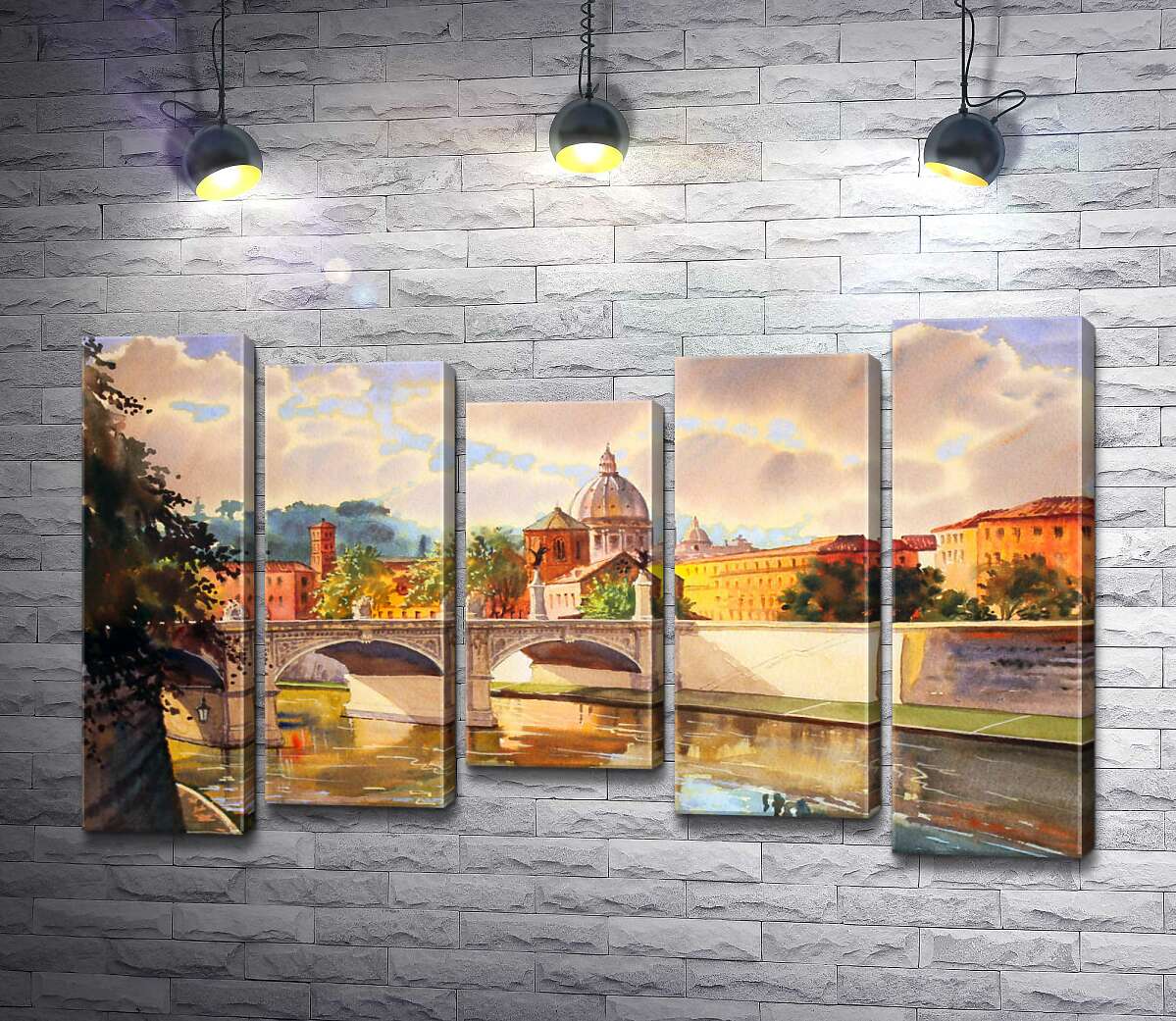 модульна картина Білосніжний міст Святого Ангела (St. Angelo Bridge) над річкою Тибр (Модуль №27)