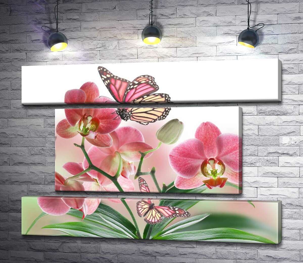 модульная картина Бабочки среди орхидей: розовая магия природы (Модуль №18)