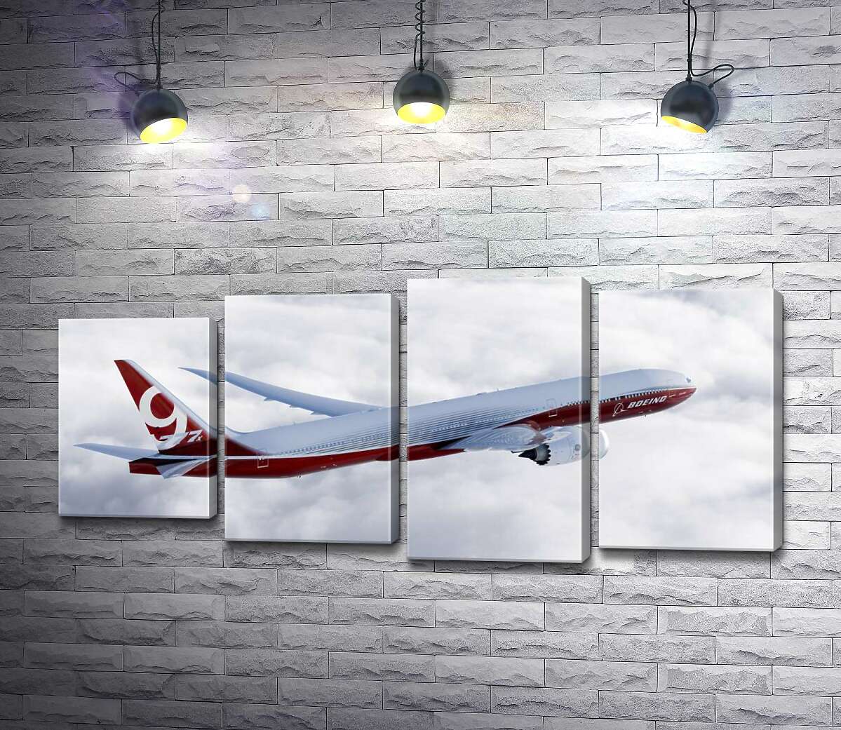 модульна картина Літак Боїнг (Boeing) впевнено розрізає хмарний простір (Модуль №3)
