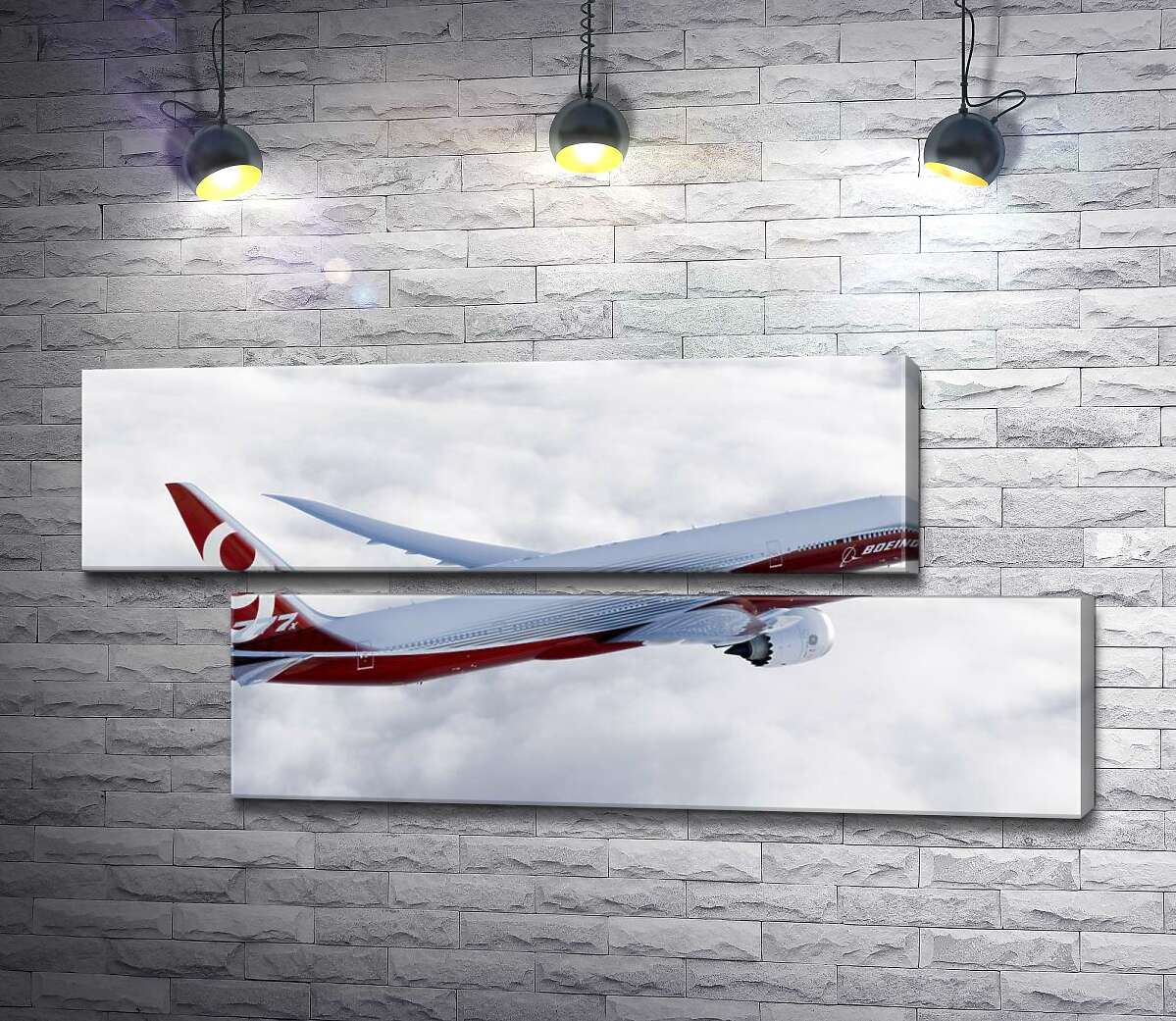 модульная картина Самолет Боинг (Boeing) уверенно разрезает облачное пространство (Модуль №8)