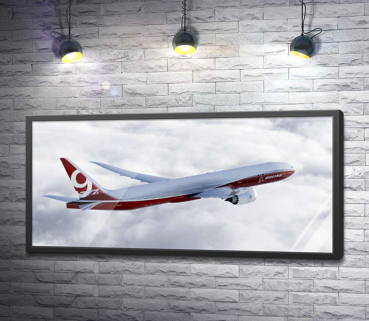 постер Самолет Боинг (Boeing) уверенно разрезает облачное пространство