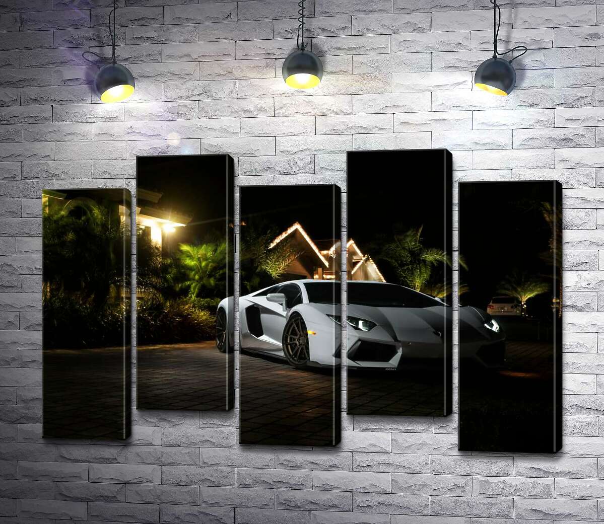 модульна картина Розкіш автомобіля Ламборгіні (Lamborghini) посеред тропічної вілли (Модуль №30)