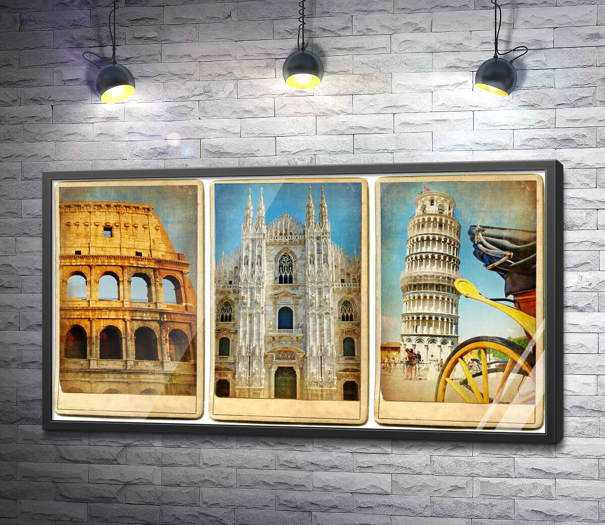 постер Архитектурное трио Италии: амфитеатр, собор и башня