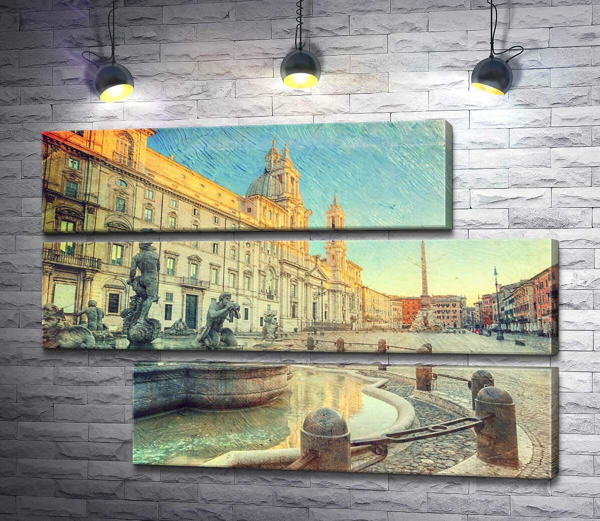 модульная картина Восход солнца у фонтана Мавра на римской площади Навона (Piazza Navona) (Модуль №16)