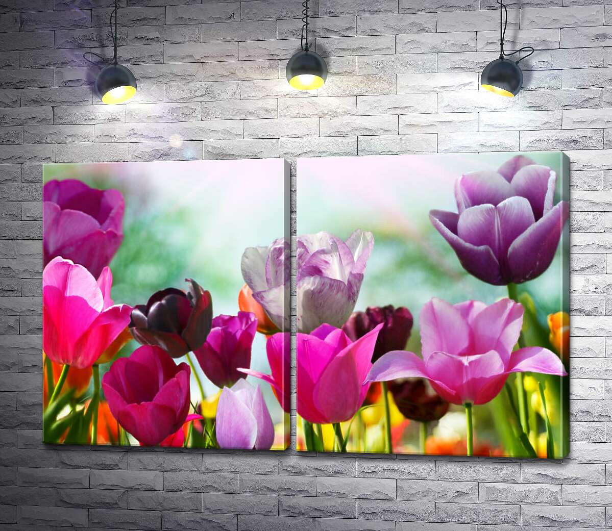 модульная картина Сочные краски хрупких тюльпанов