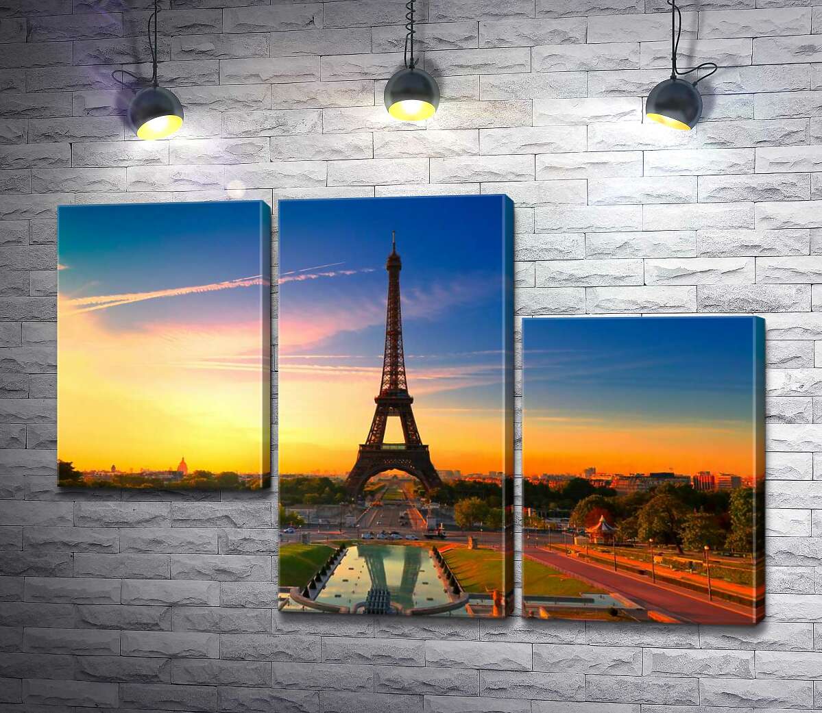 модульна картина Ранок піднімає проміння на Ейфелеву вежу (Eiffel Tower) (Модуль №13)