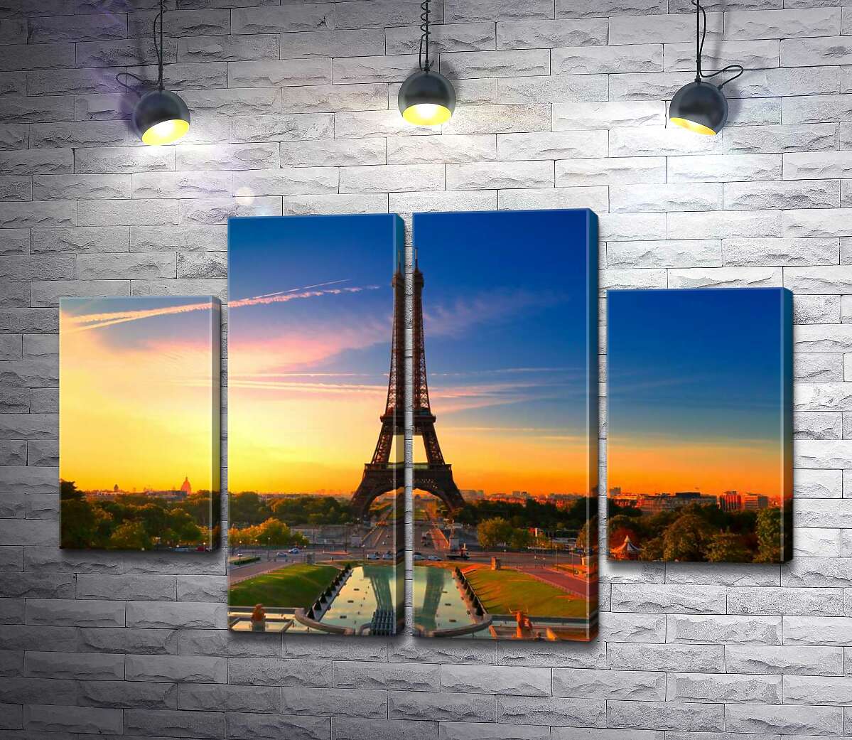 модульна картина Ранок піднімає проміння на Ейфелеву вежу (Eiffel Tower) (Модуль №20)