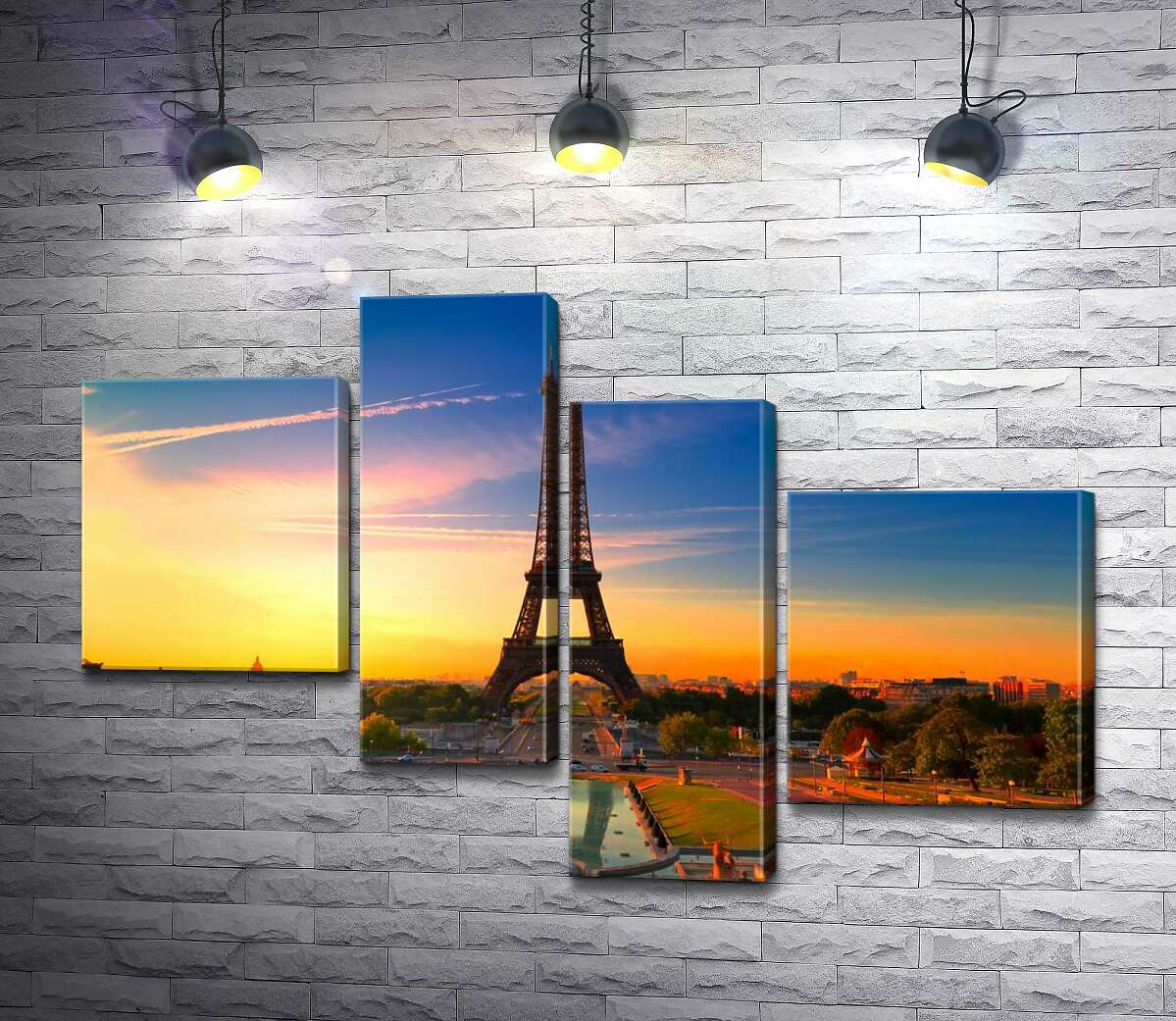 модульна картина Ранок піднімає проміння на Ейфелеву вежу (Eiffel Tower) (Модуль №21)