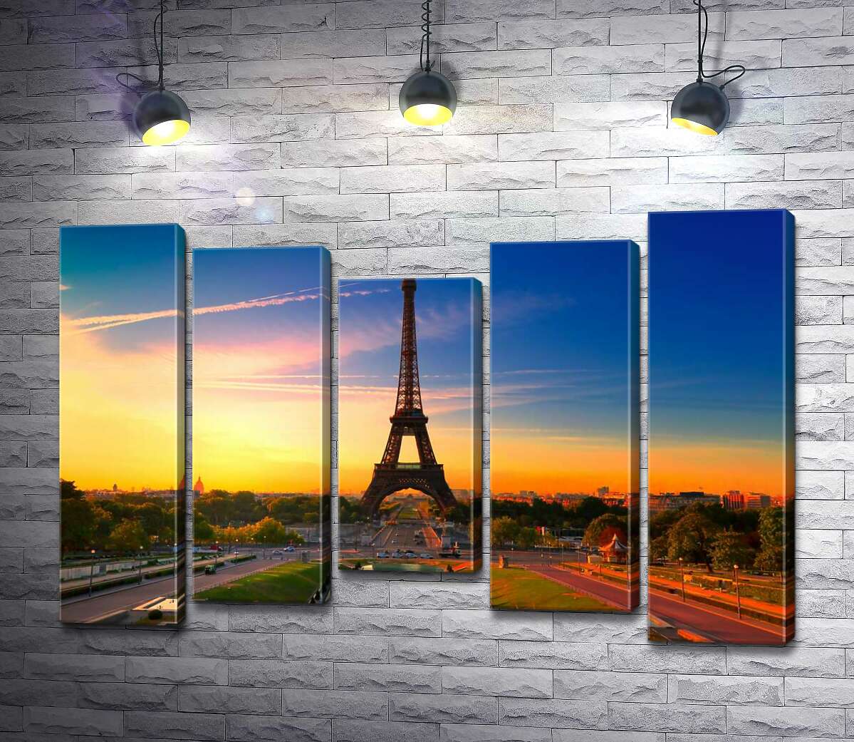 модульна картина Ранок піднімає проміння на Ейфелеву вежу (Eiffel Tower) (Модуль №27)