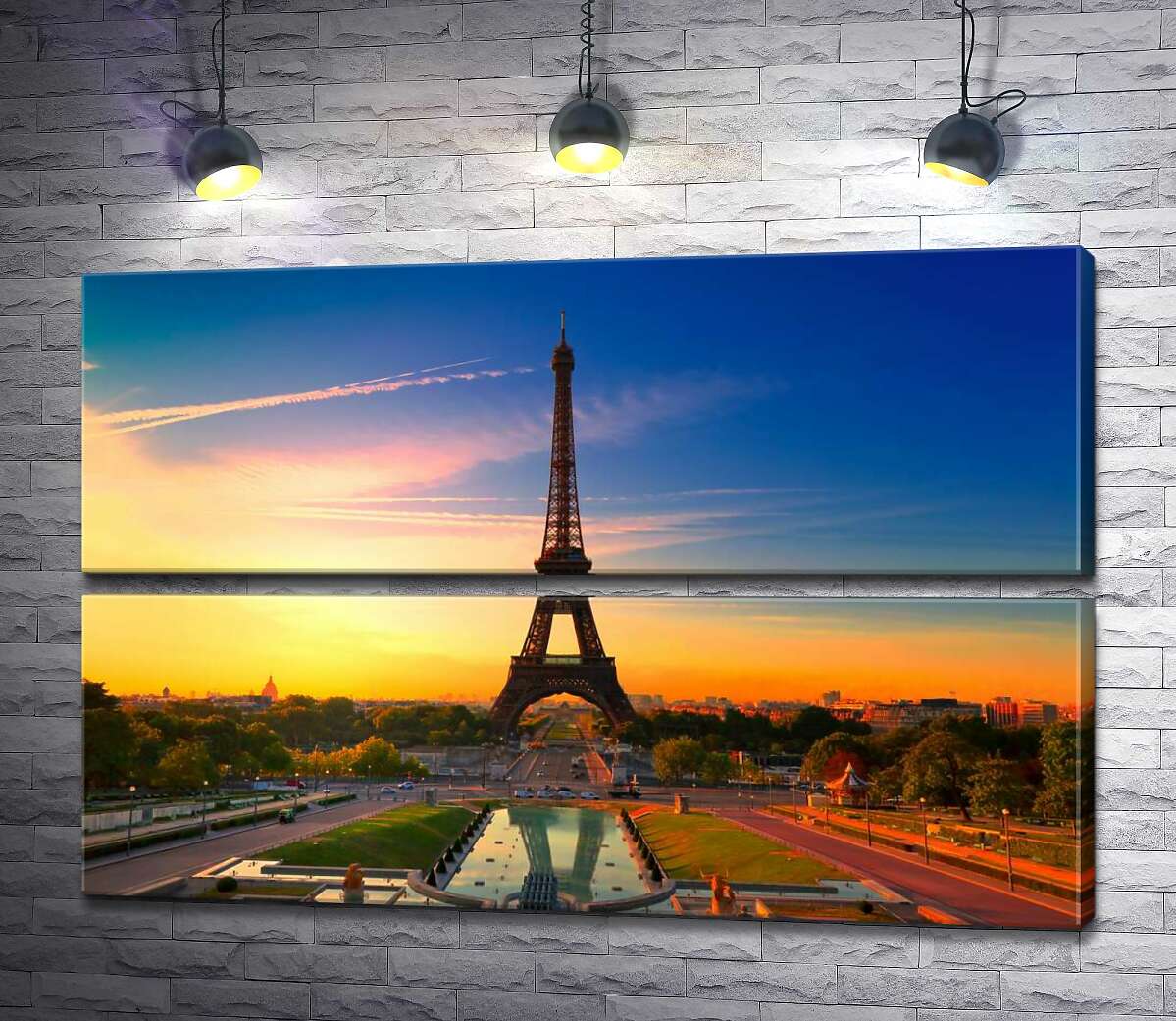 модульна картина Ранок піднімає проміння на Ейфелеву вежу (Eiffel Tower) (Модуль №7)