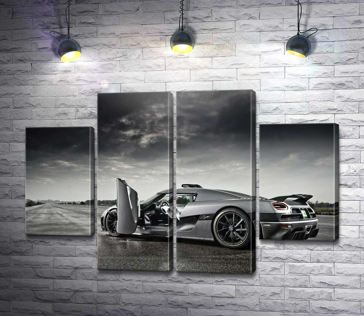 модульная картина Шведский гиперкар Koenigsegg Agera под переливами грозовых облаков (Модуль №20)