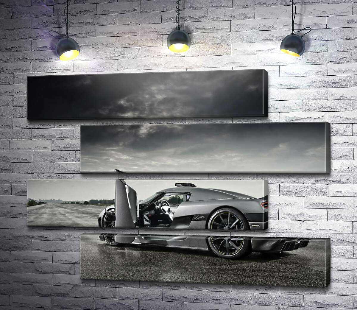 модульна картина Шведський гіперкар Koenigsegg Agera під переливами грозових хмар (Модуль №23)