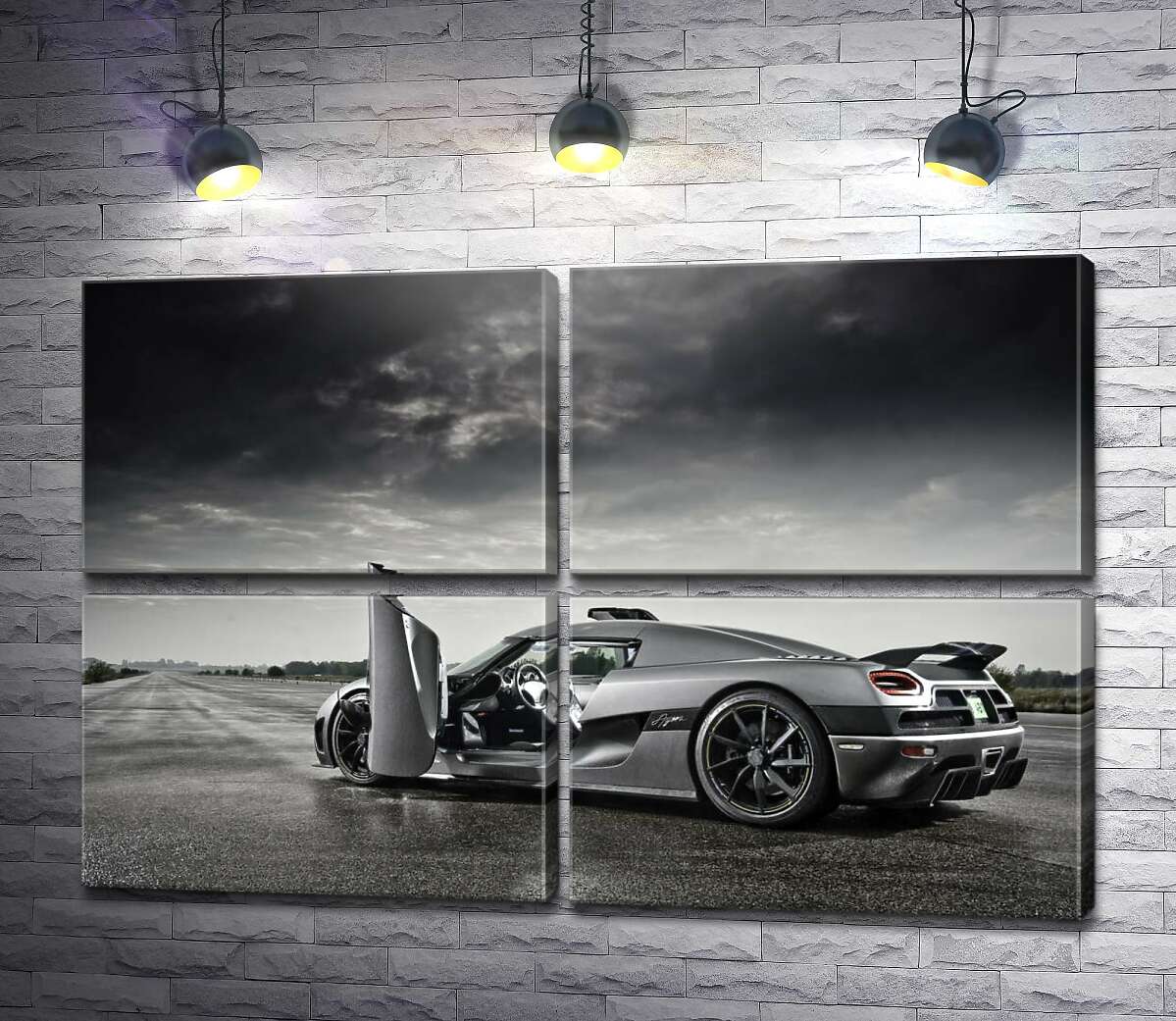 модульная картина Шведский гиперкар Koenigsegg Agera под переливами грозовых облаков (Модуль №25)