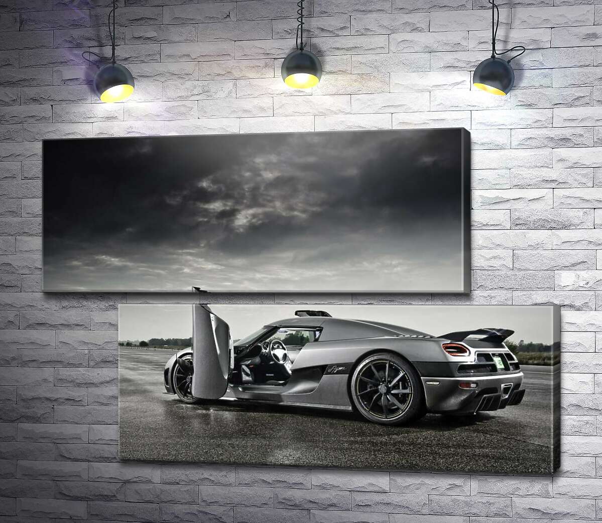 модульна картина Шведський гіперкар Koenigsegg Agera під переливами грозових хмар (Модуль №8)