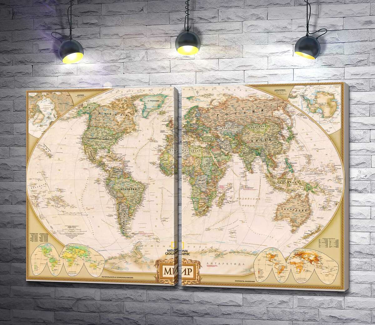 модульная картина Универсальная карта мира от National Geographic