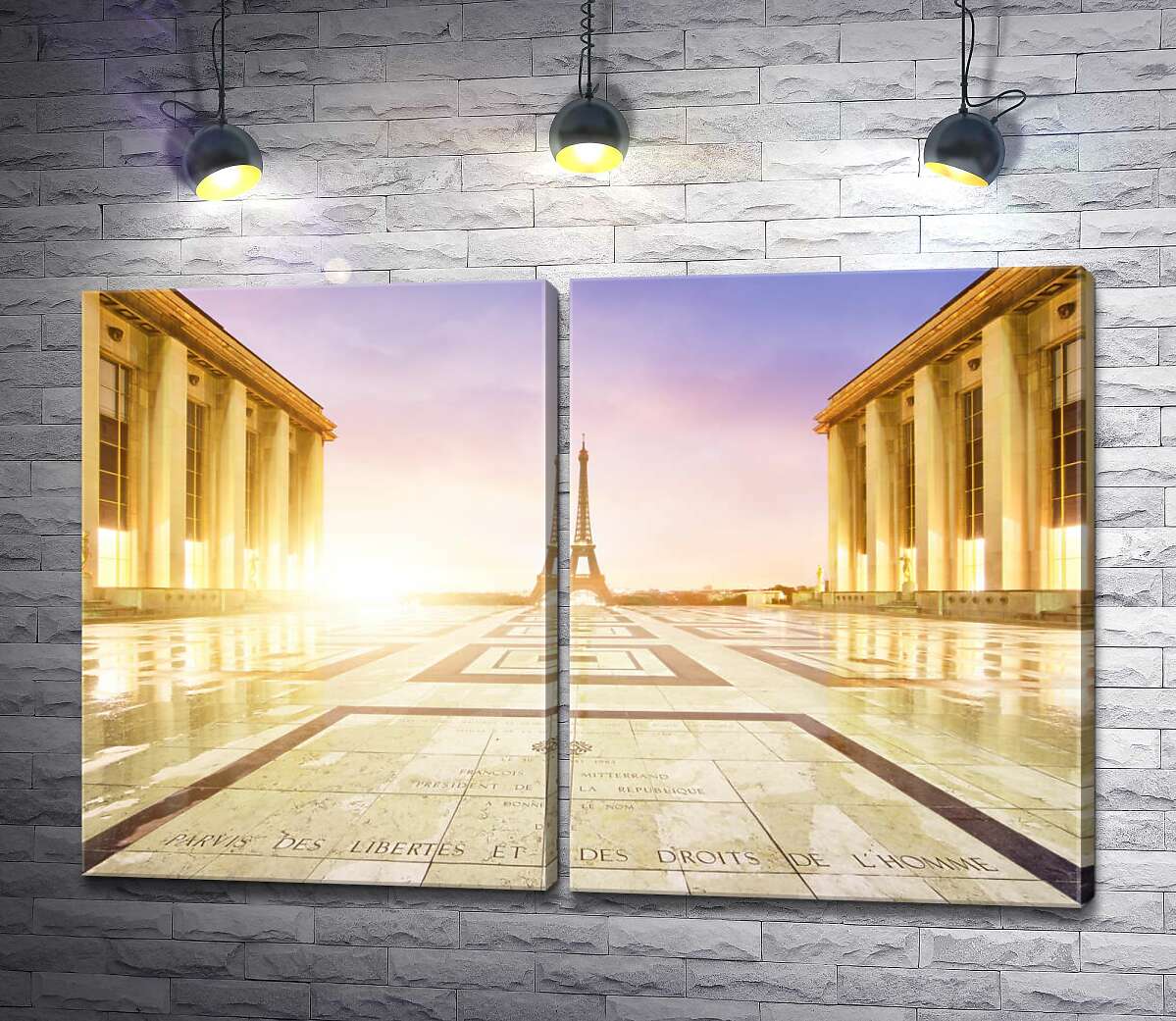модульная картина Дворец Шайо в солнечном блеске с видом на Эйфелеву башню