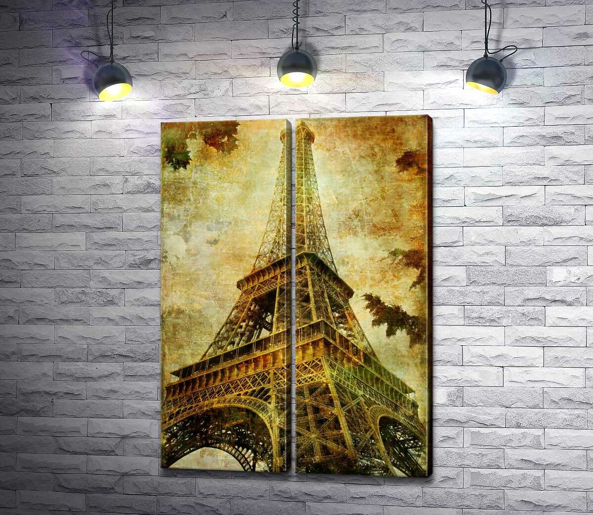 модульная картина Эйфелева башня величаво поднимается вверх
