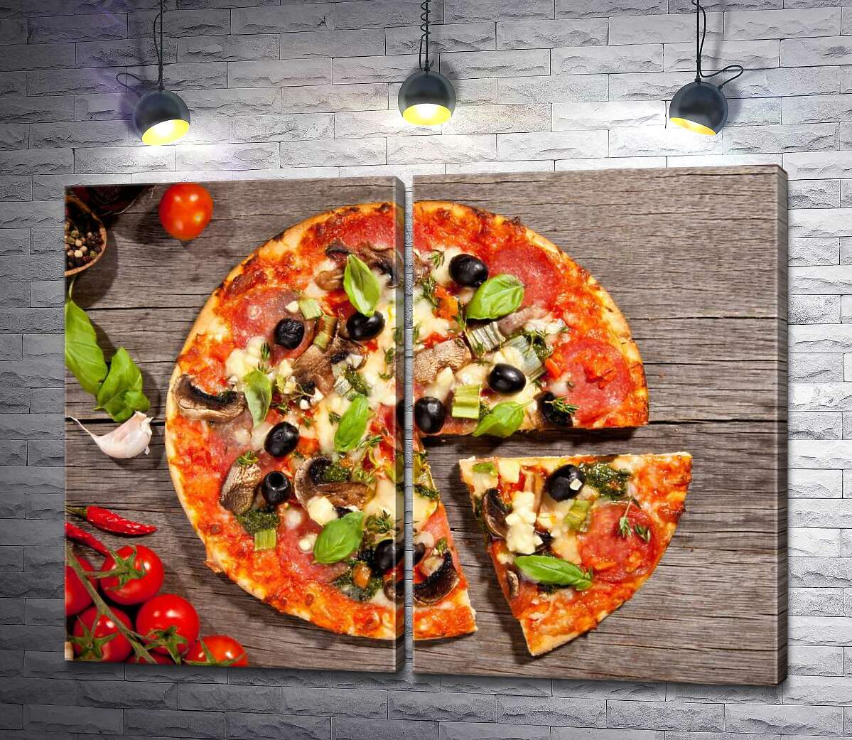 модульная картина Вкус Италии в каждом кусочке пиццы