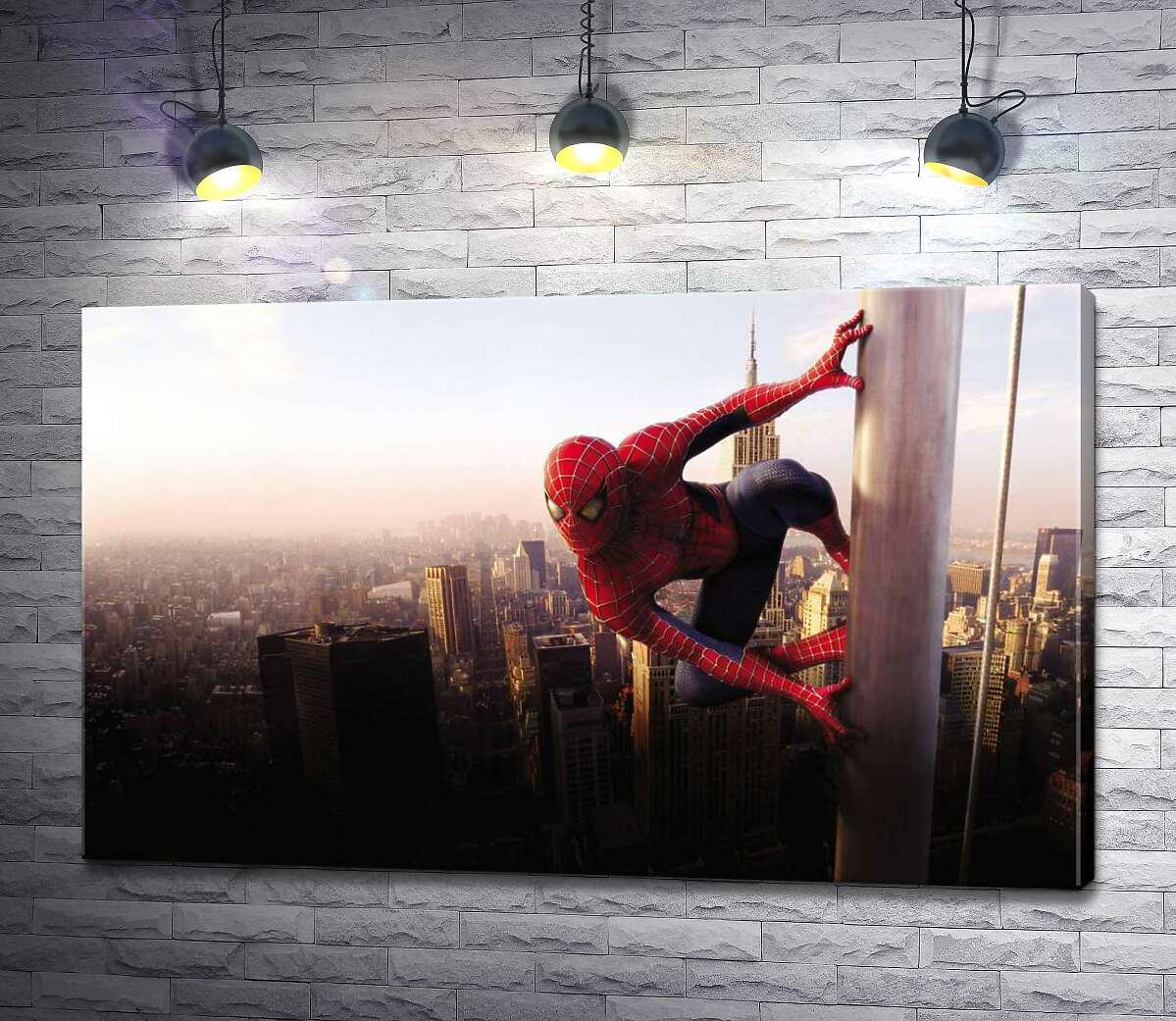 картина Человек-паук готовится к прыжку на вершине небоскреба