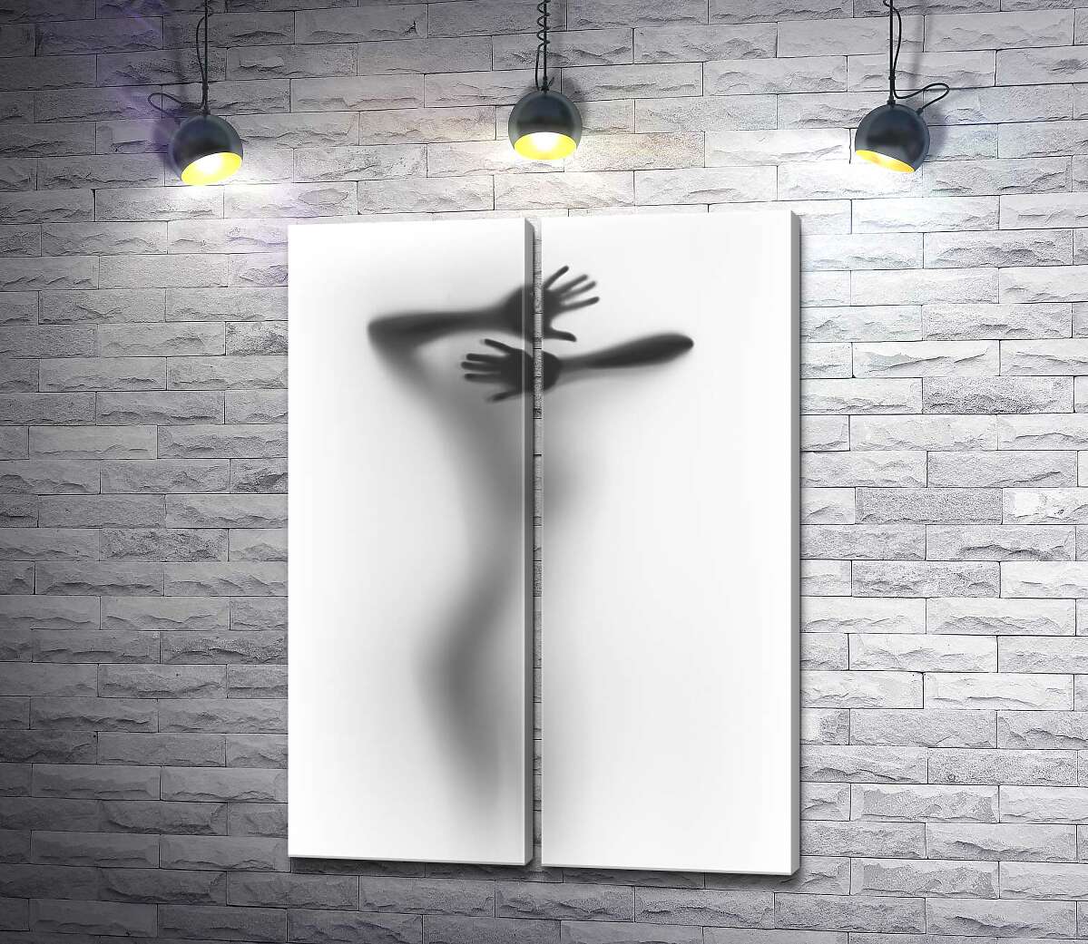 модульная картина Манящий женский силуэт за стеклом
