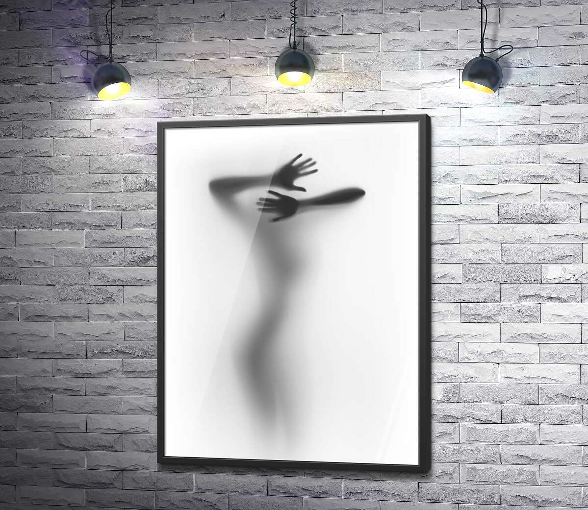 постер Манящий женский силуэт за стеклом