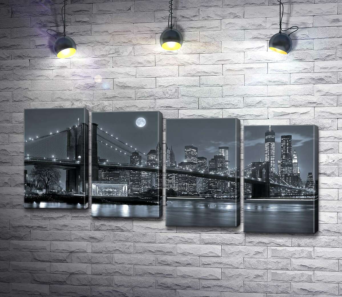 модульна картина Тьмяний вечір біля Бруклінського мосту (Brooklyn Bridge) (Модуль №19)