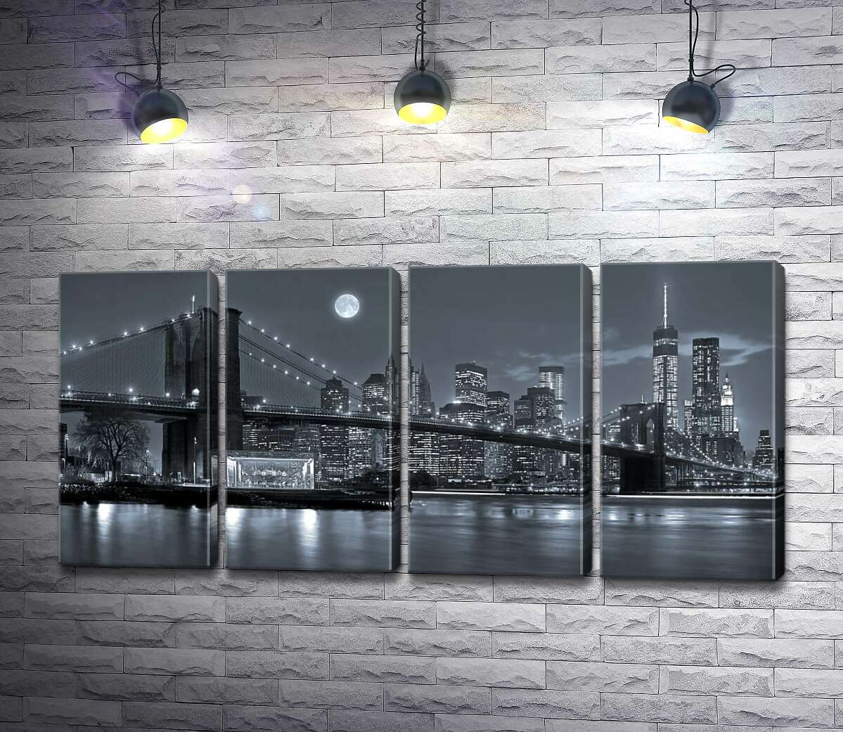 модульна картина Тьмяний вечір біля Бруклінського мосту (Brooklyn Bridge) (Модуль №24)