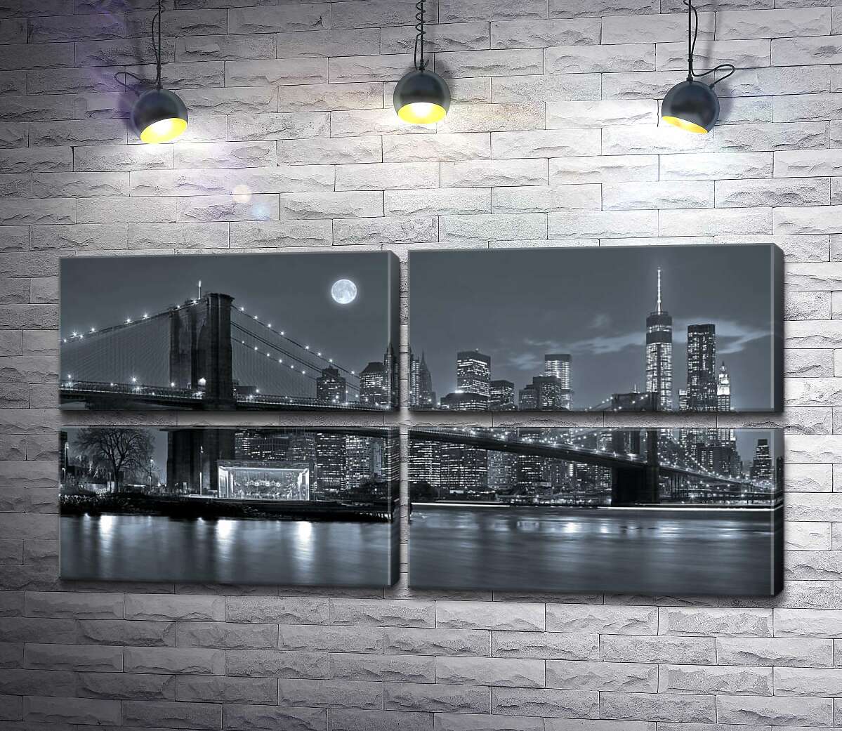 модульна картина Тьмяний вечір біля Бруклінського мосту (Brooklyn Bridge) (Модуль №25)