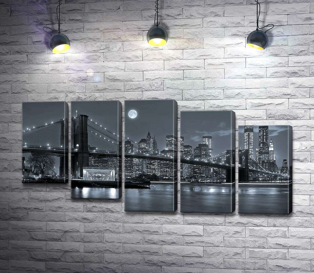 модульная картина Тусклый вечер у Бруклинского моста (Brooklyn Bridge) (Модуль №28)