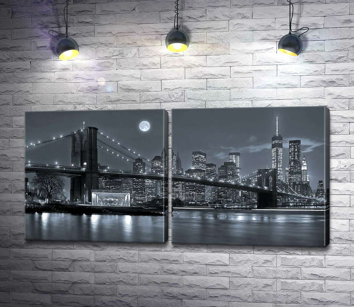 модульная картина Тусклый вечер у Бруклинского моста (Brooklyn Bridge)
