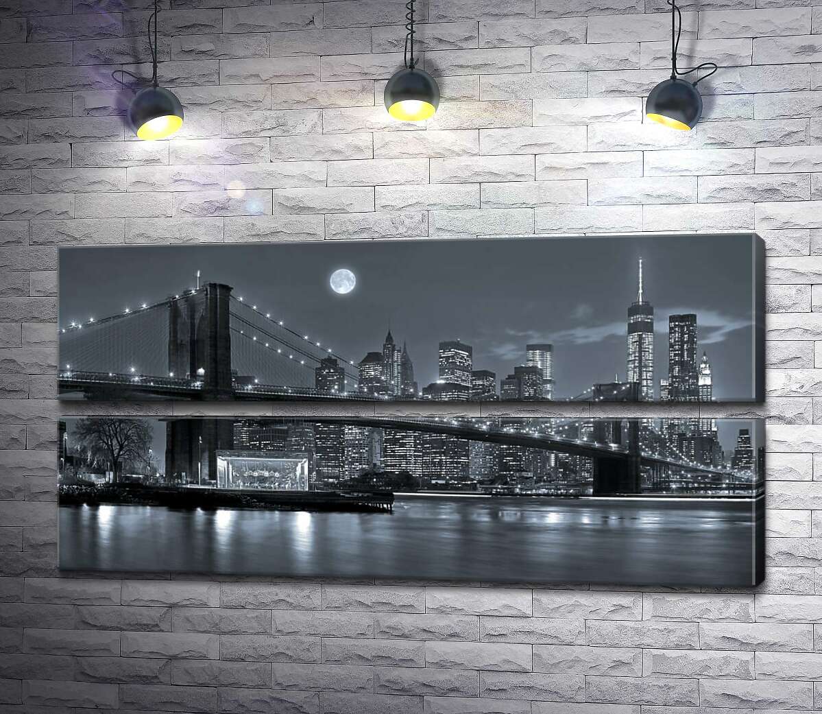 модульна картина Тьмяний вечір біля Бруклінського мосту (Brooklyn Bridge) (Модуль №7)