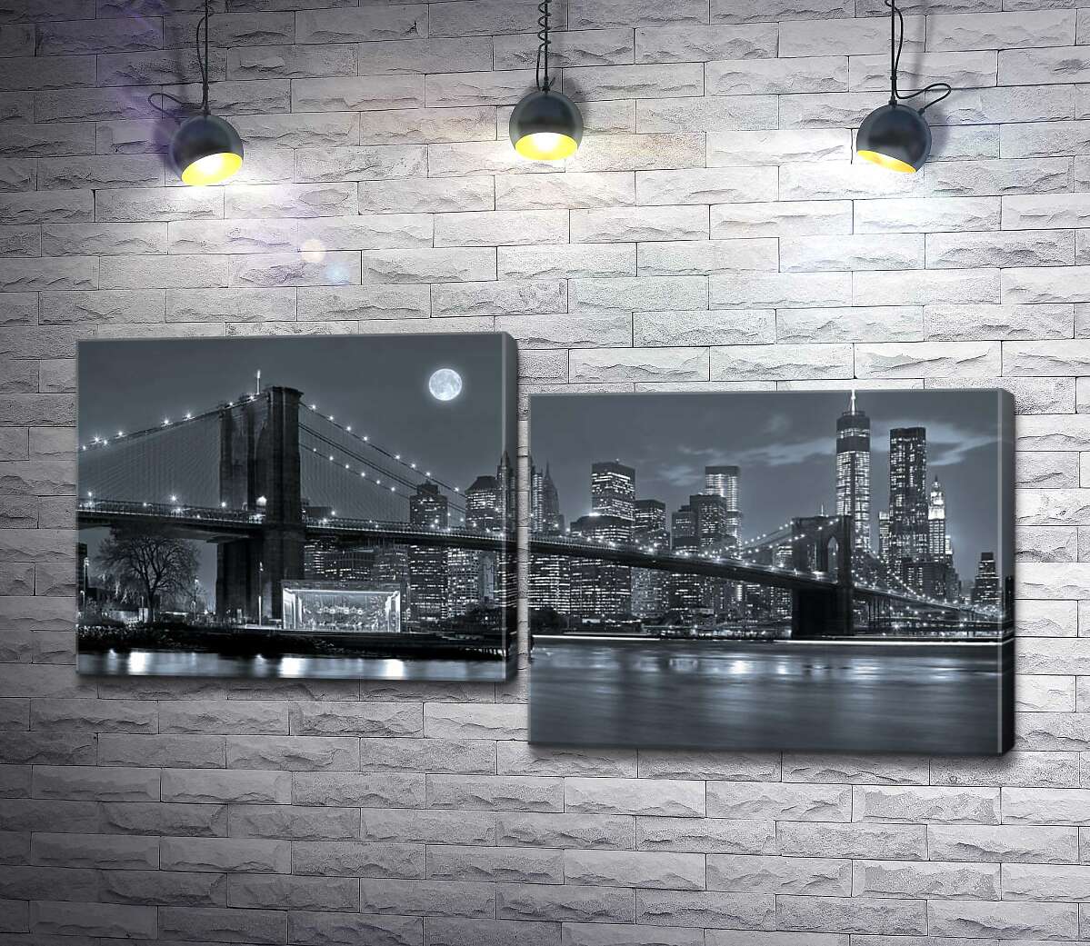 модульная картина Тусклый вечер у Бруклинского моста (Brooklyn Bridge) (Модуль №9)