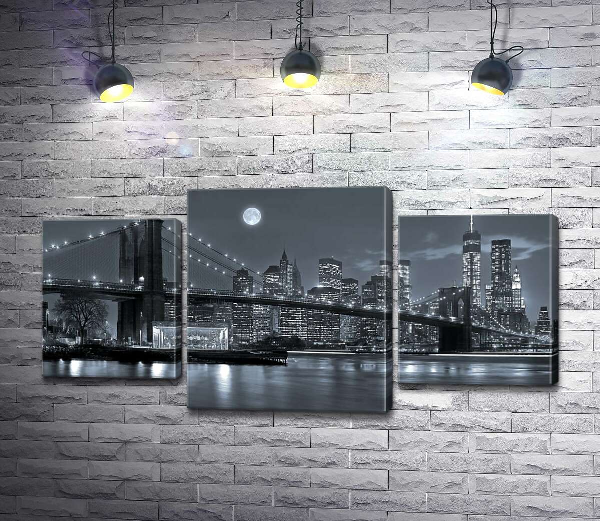 модульна картина Тьмяний вечір біля Бруклінського мосту (Brooklyn Bridge) (Модуль №10)