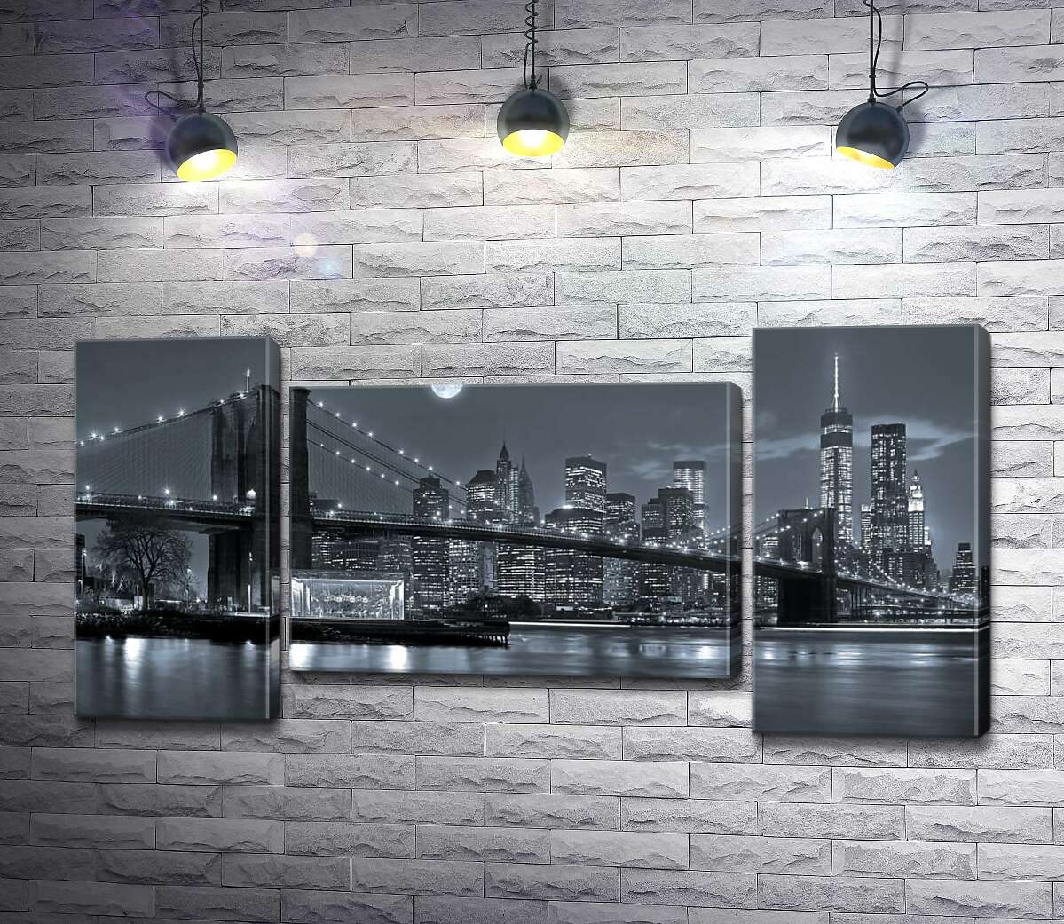 модульна картина Тьмяний вечір біля Бруклінського мосту (Brooklyn Bridge) (Модуль №11)