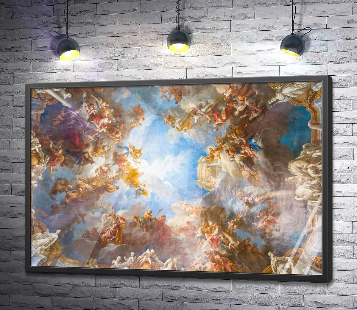 постер Небесно красивый потолок в Зеркальном зале (Hall of Mirrors) французского Версаля (Palace of Versailles)