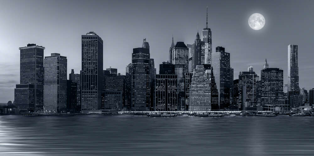 картина-постер Повний місяць над сонним Нью-Йорком