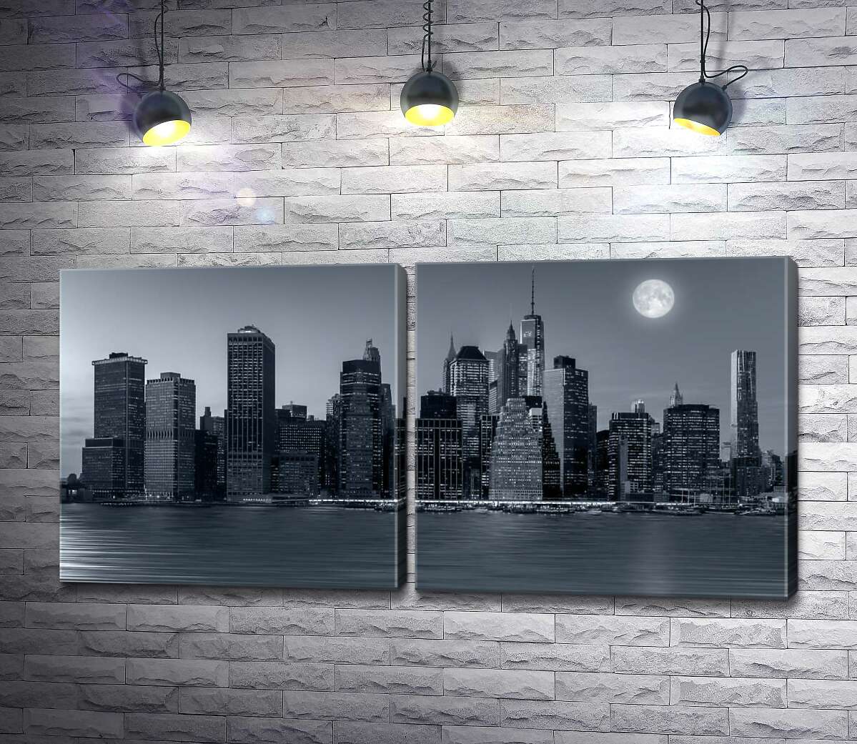 модульная картина Полнолуние над сонным Нью-Йорком