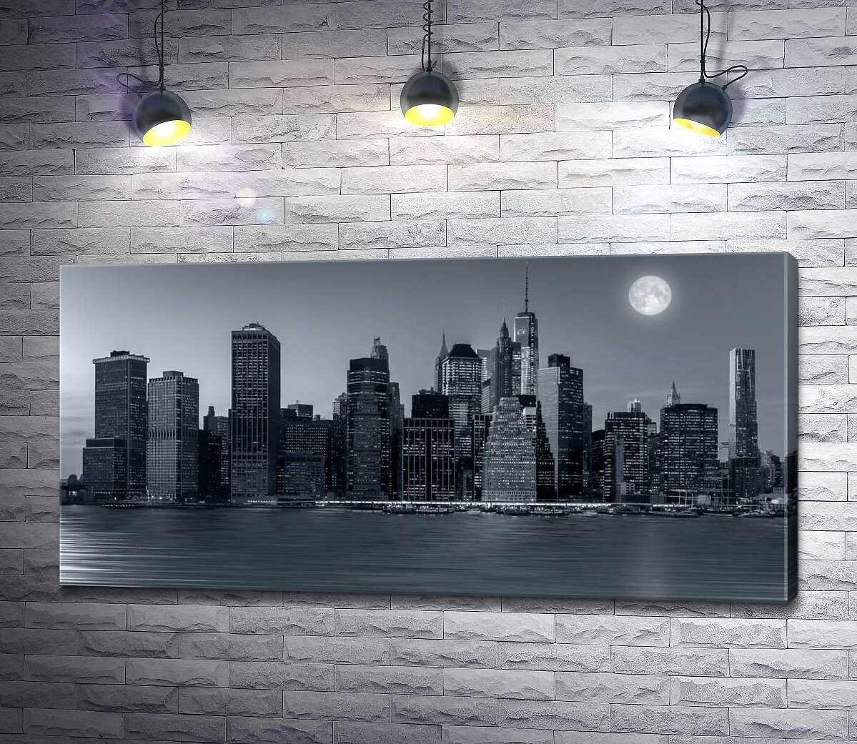 картина Полнолуние над сонным Нью-Йорком