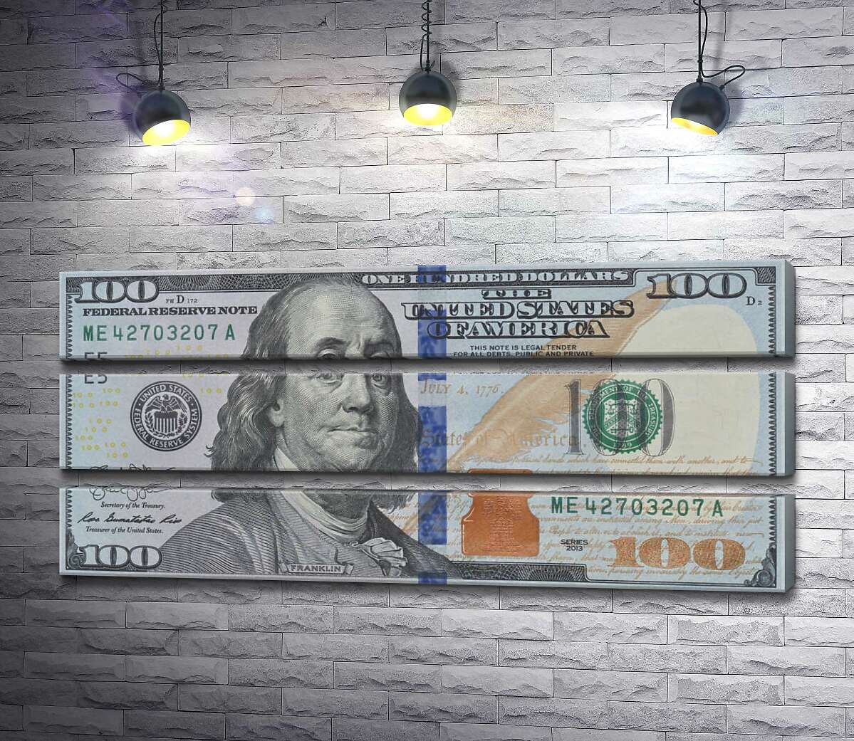 модульная картина Новая купюра 100 долларов (Модуль №15)