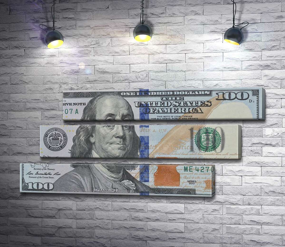 модульная картина Новая купюра 100 долларов (Модуль №17)