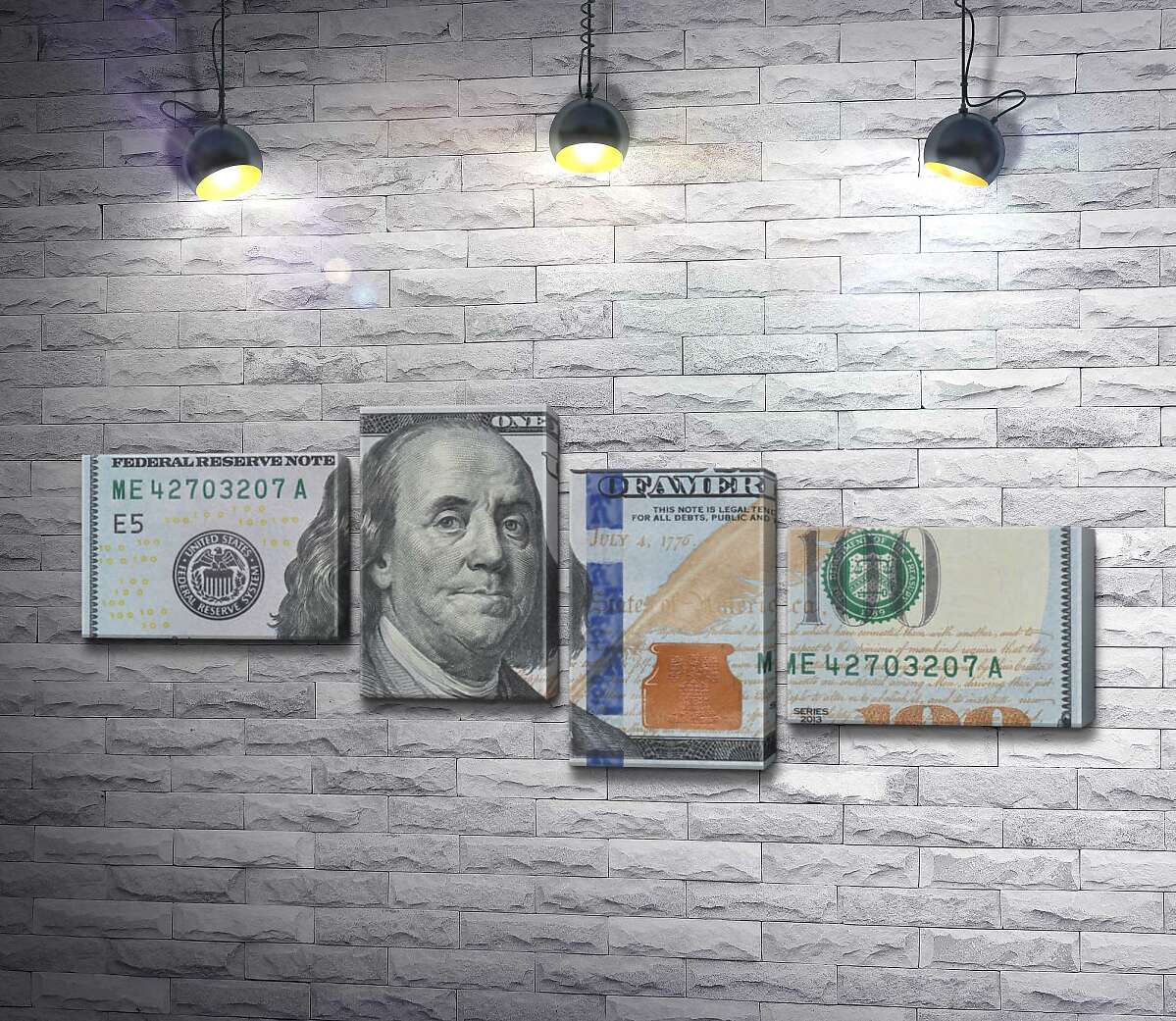 модульная картина Новая купюра 100 долларов (Модуль №21)