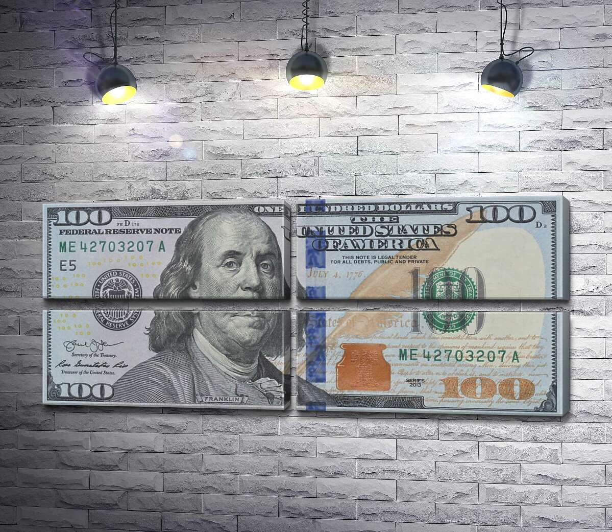 модульна картина Нова купюра 100 доларів (Модуль №25)